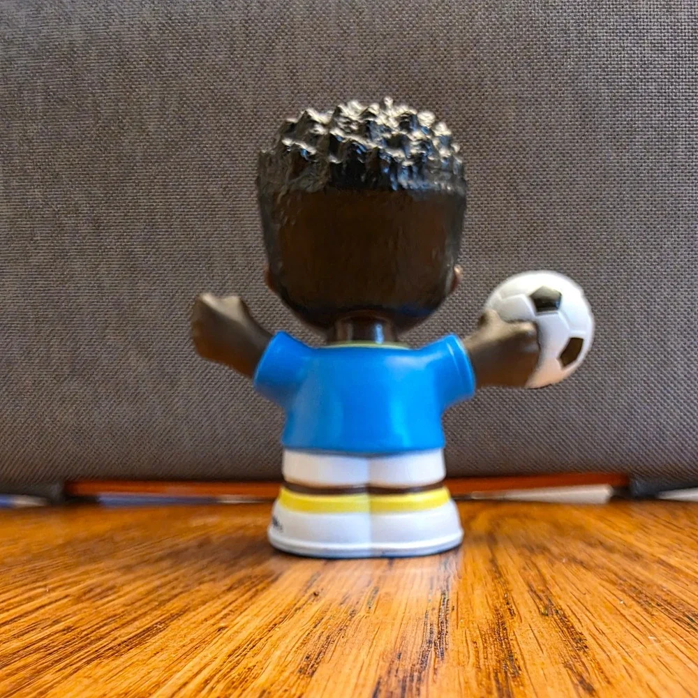 Fisher Price Little People Sam Obisanya Soccer Player Boy Figure Blue Jersey #24